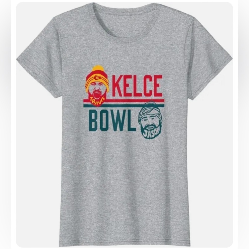 NWOT- Kelce Bowl Football Crewneck T-Shirt Adult Unisex SIZE: 2XL COLOR: Gray